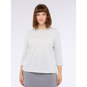 Fiorella Rubino - Camiseta de jersey lurex con cuello decorado - Gris