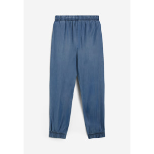 Pantaloni joggers in tessuto chambray effetto denim