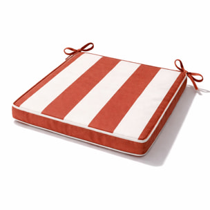 Galette de chaise imperméable déhoussable à rayures ARCACHON - Terracotta