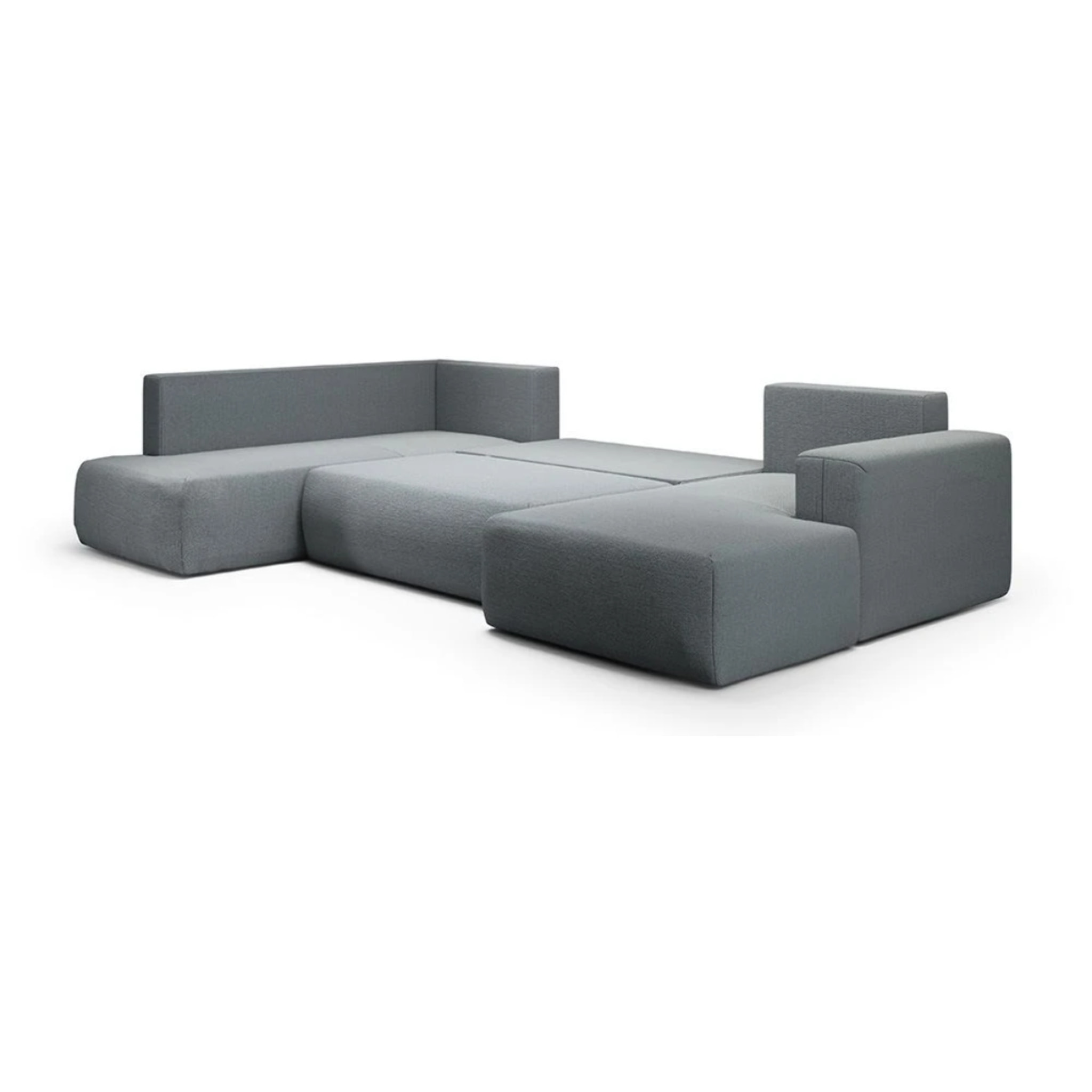 NALA - Canapé panoramique gauche 5 places en tissu gris clair