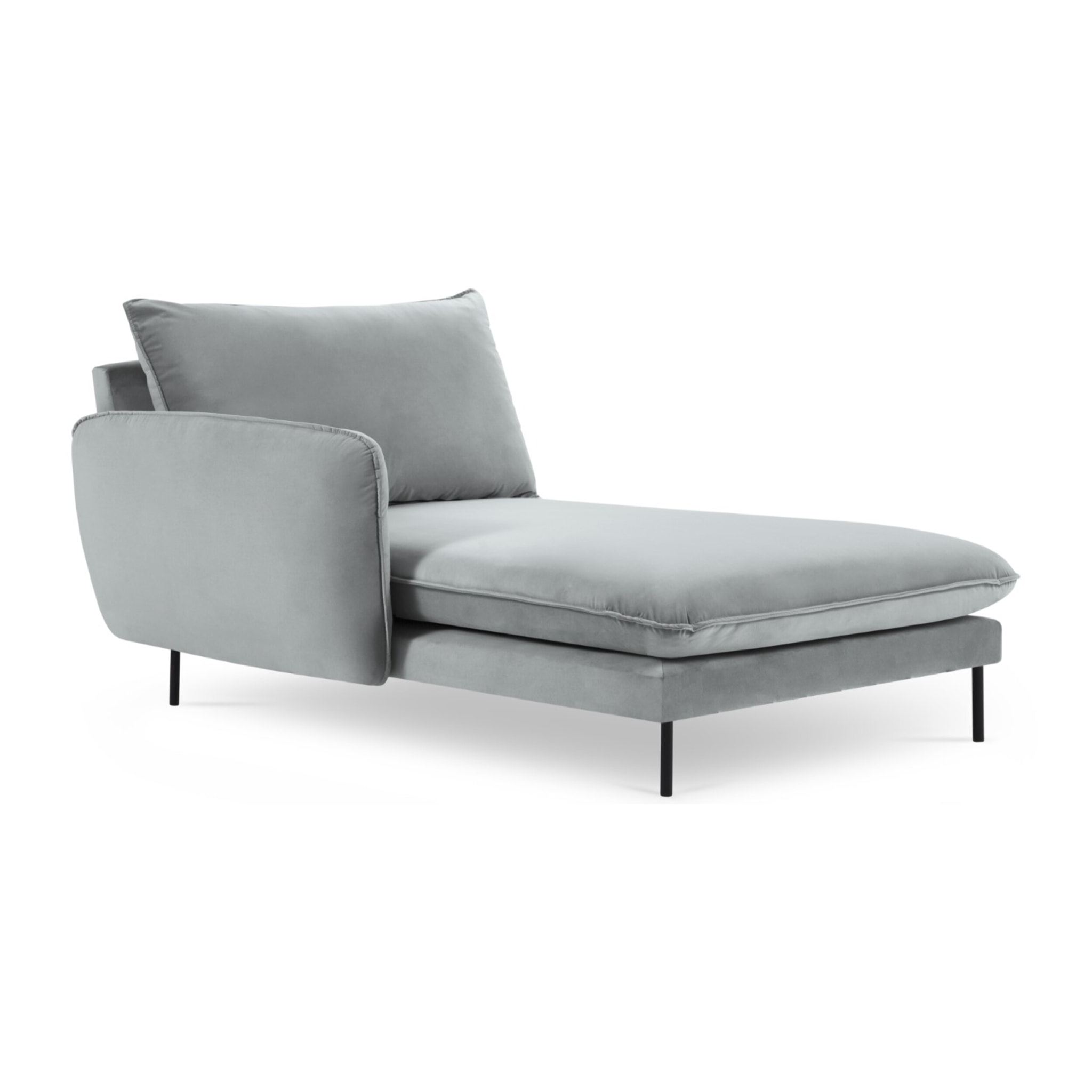 Méridienne gauche "Vienna" en velours gris clair