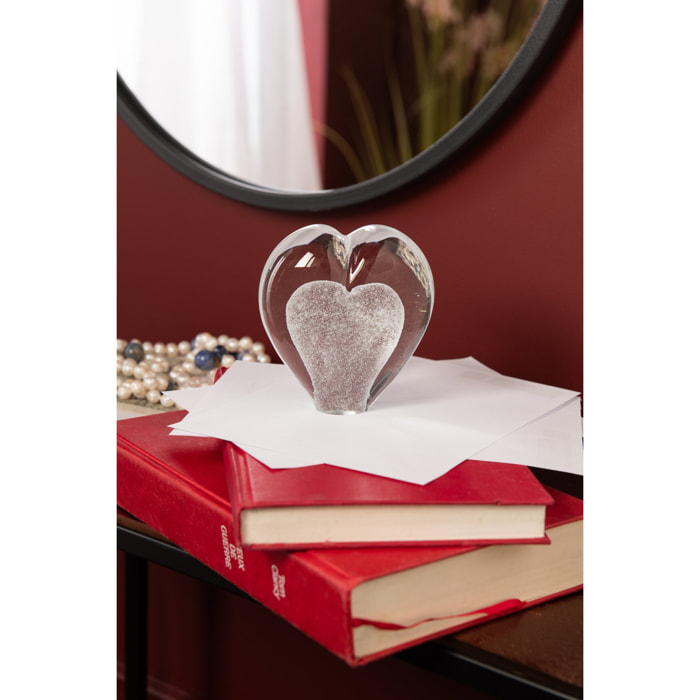 J-Line presse-papier Coeur - verre - blanc - small
