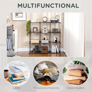 Estantería Modular de 9 Cubos, Estantería Apilable de Alambre DIY, Organizador de Almacenamiento Multiuso, para Salón, Dormitorio, Negro