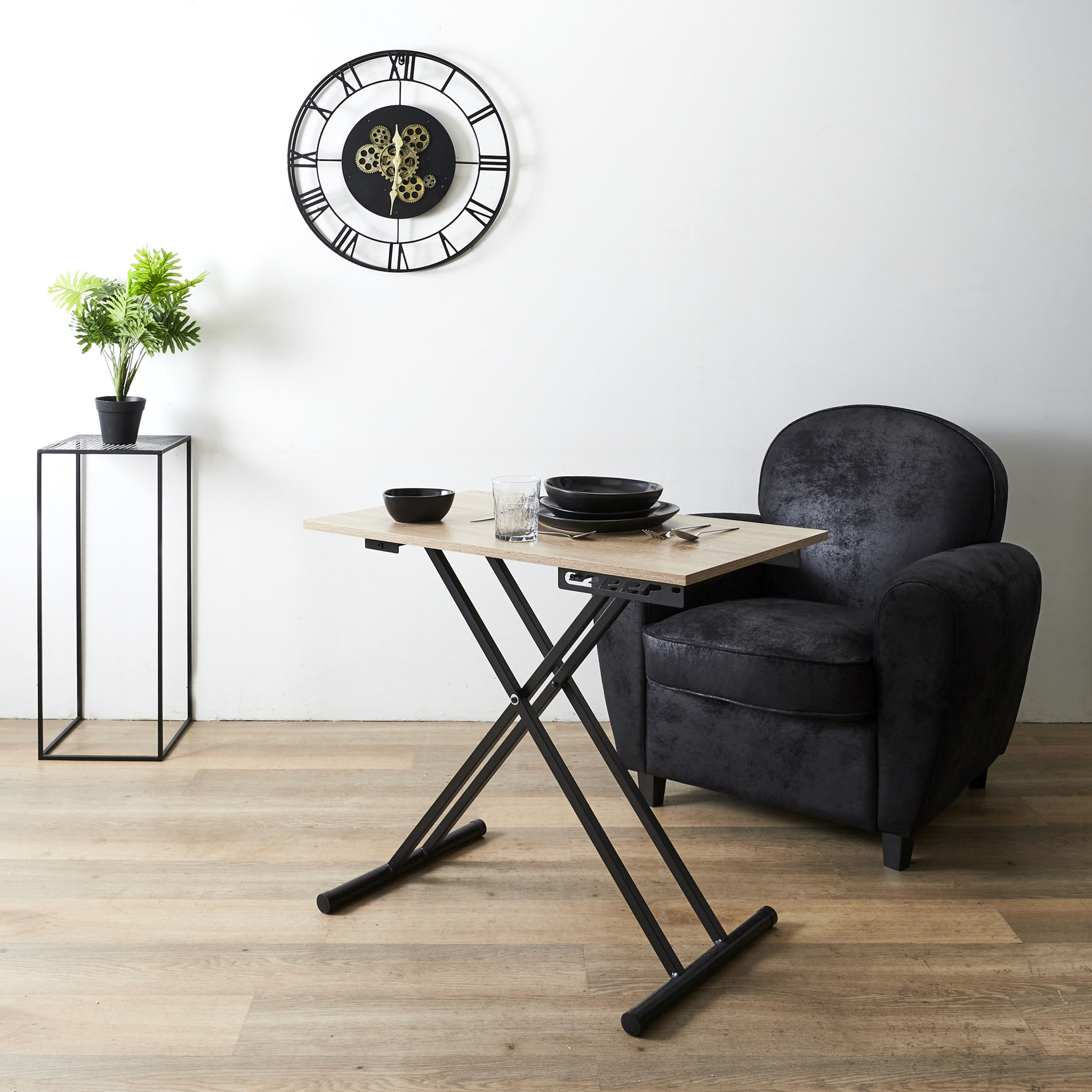 Table Basse - HOME DECO FACTORY - Remontable - Design - Marron et noir