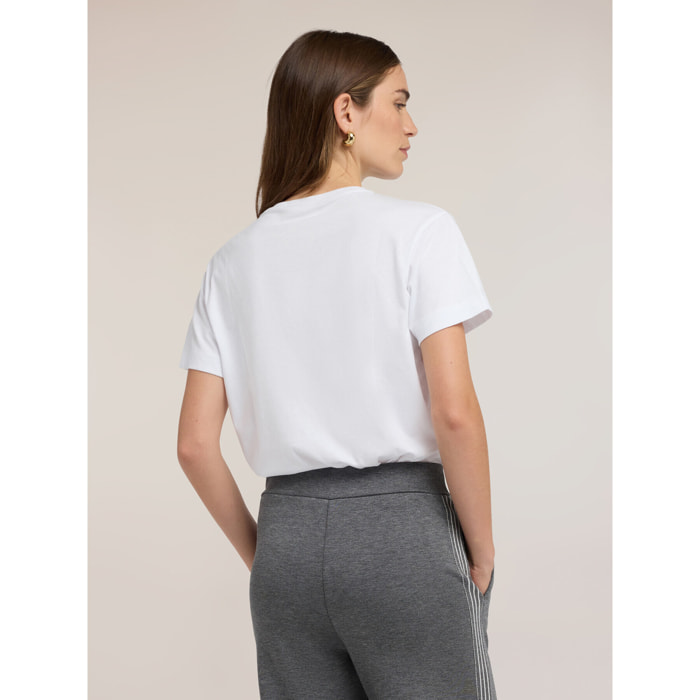 Motivi - Camiseta con bolsillo con piedras y estrás - Blanco