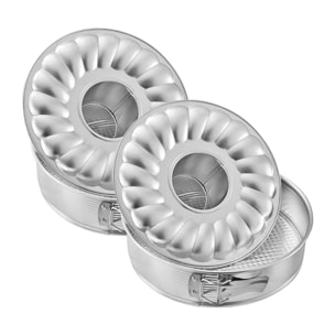 Ensemble de 2 Moules à manqué et à savarin double fond 26 cm Zenker Silver
