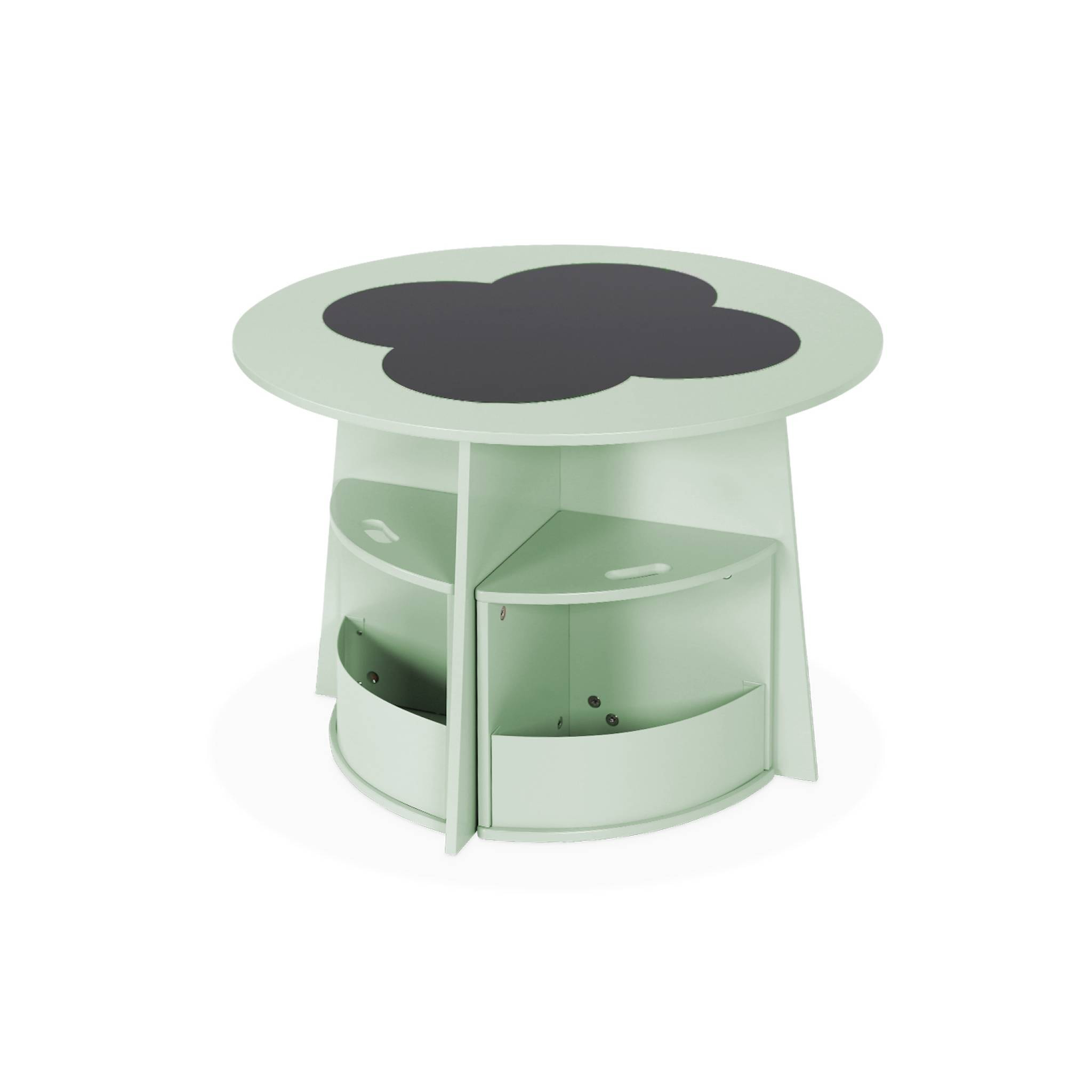 Table avec ardoise et 4 chaises avec rangement pour enfant