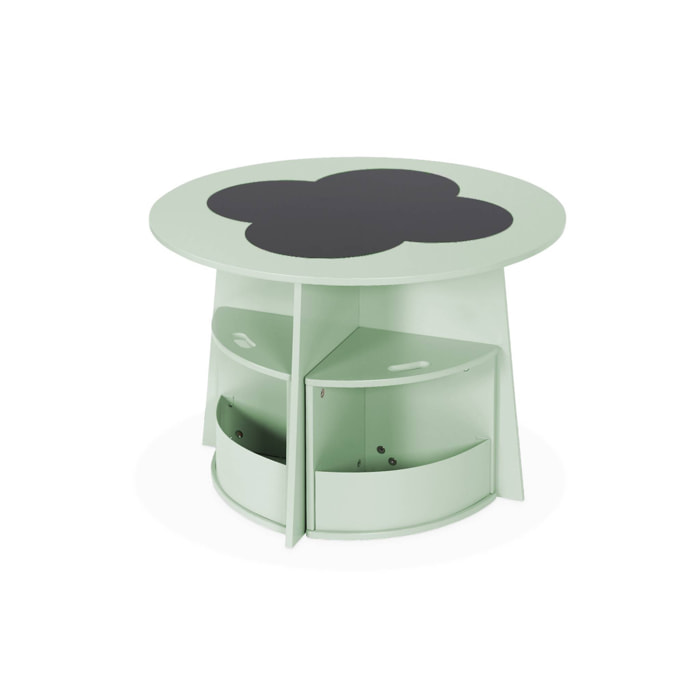 Table avec ardoise et 4 chaises avec rangement pour enfant