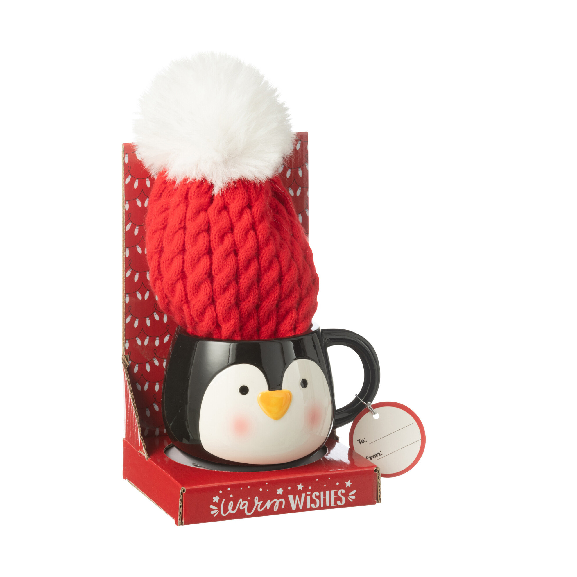 J-Line tasse + bonnet Pingouin - keramiek - mix - boîte cadeau