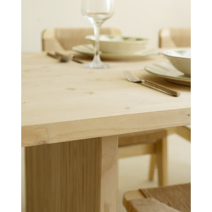 Mesa de comedor de madera maciza en tono natural de varias medidas