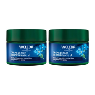 WELEDA - Duo Crème de Nuit redensifiante GENTIANE BLEUE ET EDELWEISS - Soin anti-âge redensifiant pour les femmes dès 50 ans - NATRUE - 2x40 ml