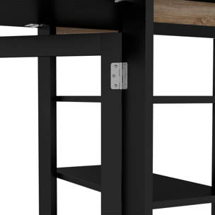 Mesa Plegable de Comedor, Mesa de Cocina Plegable, con Ruedas, Alas Abatibles, Estantes, Hasta 4 Personas, para Salón, Espacio Pequeño, 120x60x75 cm, Negro