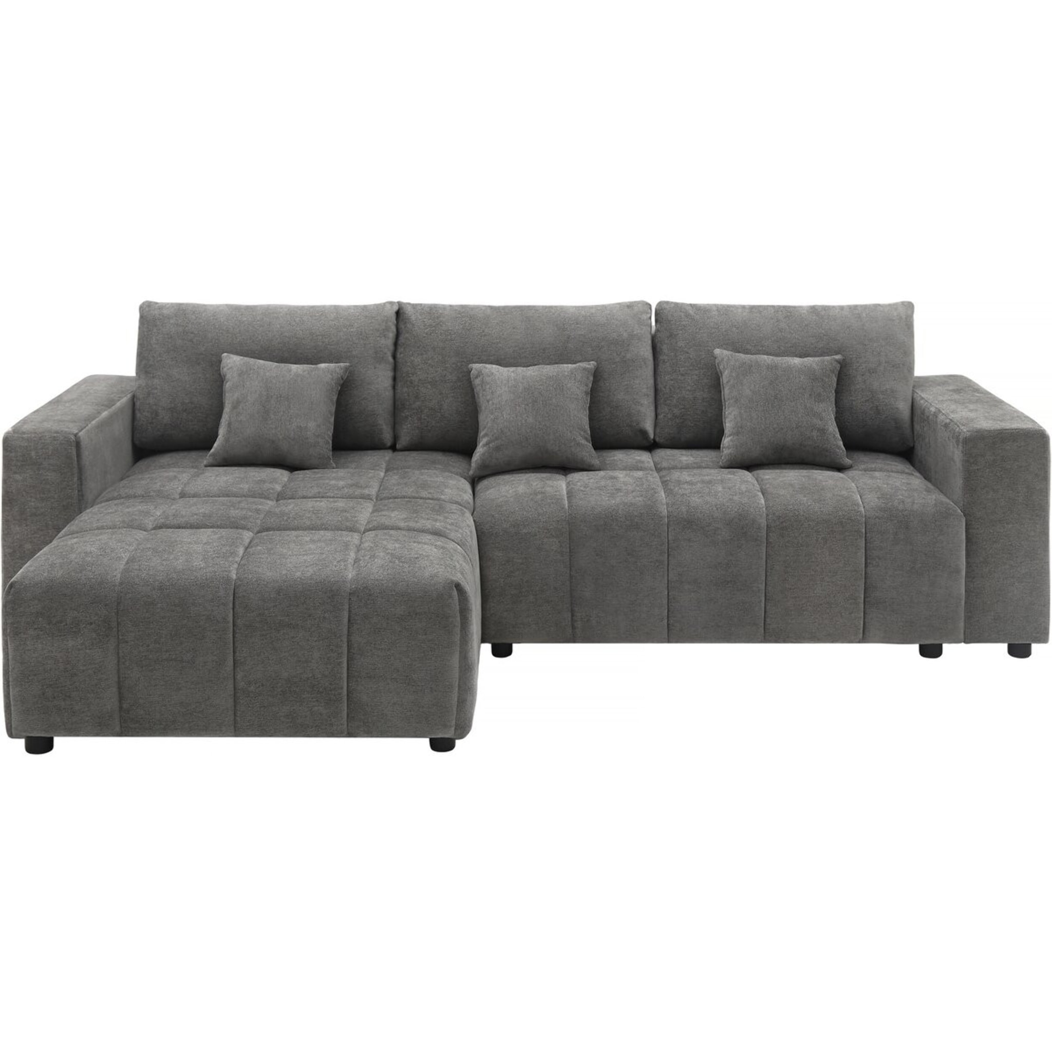 Canapé d'angle réversible/convertible en tissu - "George" - 4 places - Gris