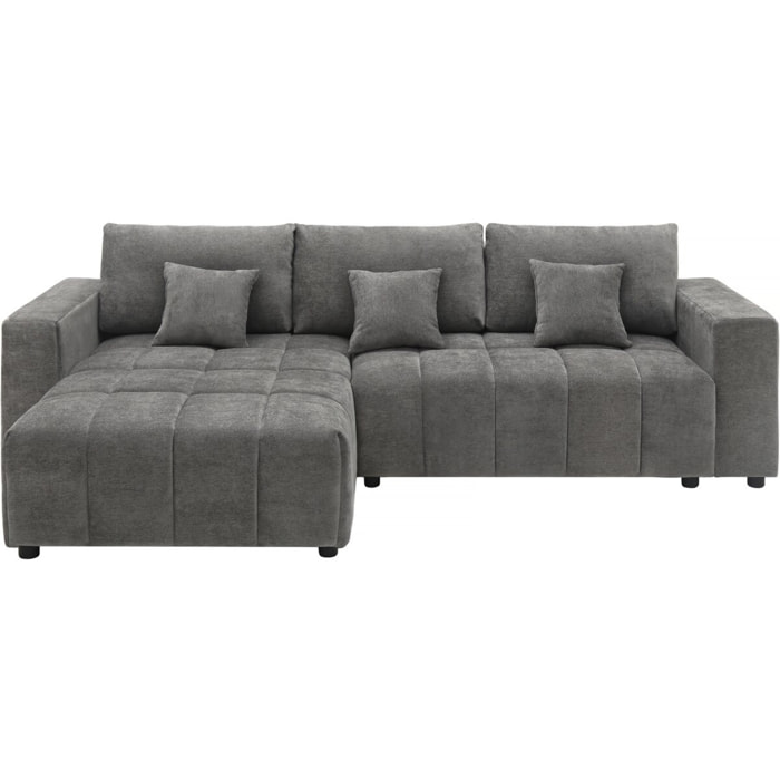 Canapé d'angle réversible/convertible en tissu - "George" - 4 places - Gris