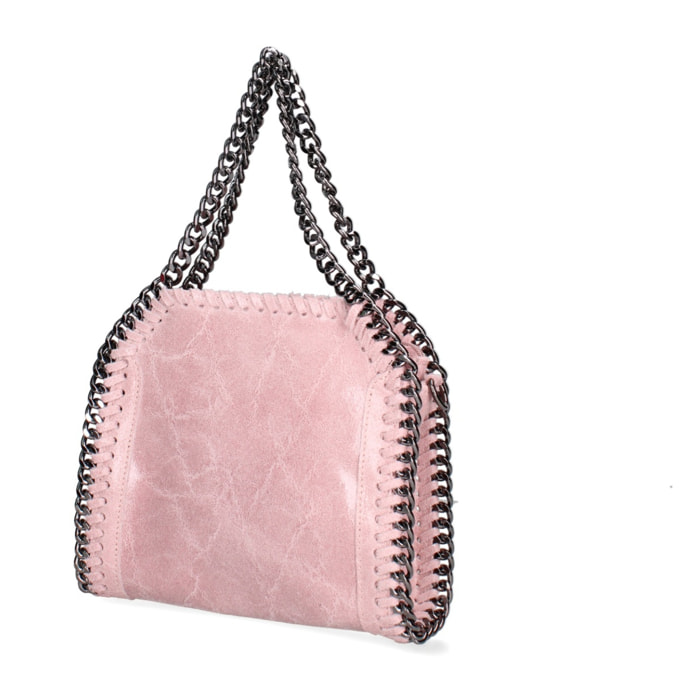 Borsa a mano da donna Made in Italy - Modello Zefira Chic - Pelle scamosciata stampata - 23.0 x 20.0 x 7.0 cm