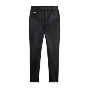 Pantaloni skinny in similpelle con logo ricamato