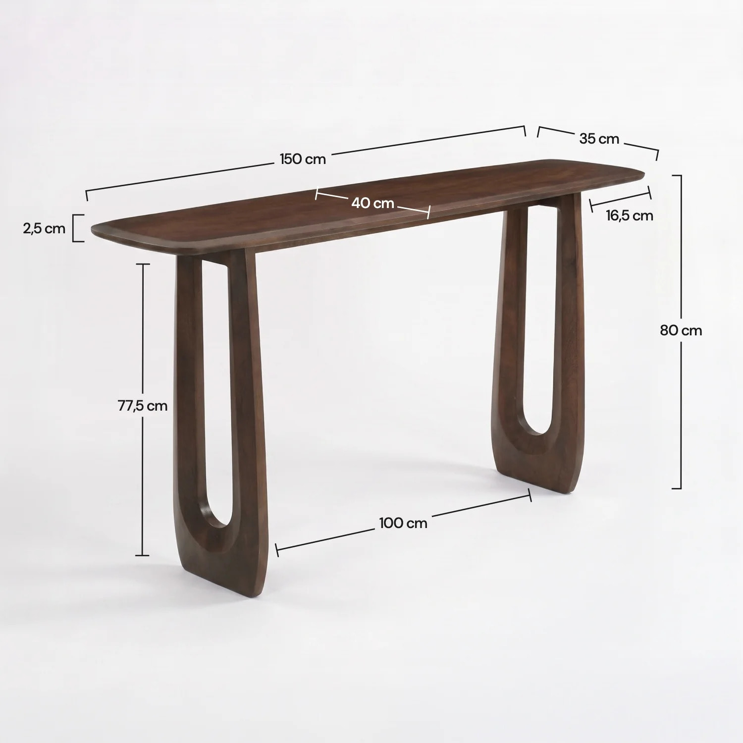 Console en bois de manguier massif marron foncé 150 cm - Maya