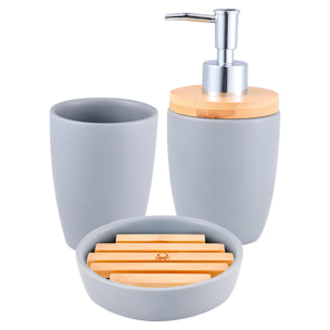 Set 3pc accesorios de baño en cerámica gris Benetton