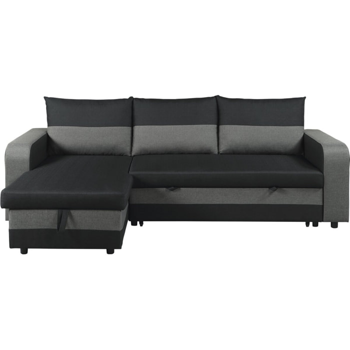 Canapé d'angle réversible/convertible en tissu "Victor" - 3 places - Noir