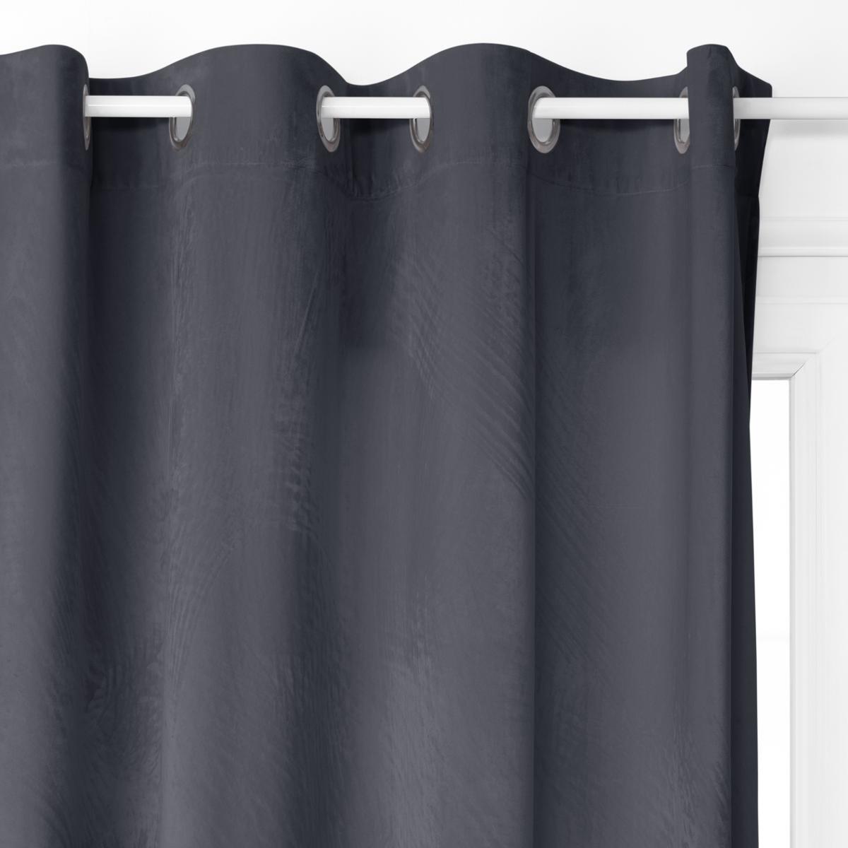 Rideau occultant "Dolce" velours gris ardoise 140x260cm