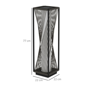 Linterna de Jardín de Ratán Sintético Farola Solar con Luces LED Encendido y Apagado Automático Impermeable para Terraza Balcón Patio 22x22x77 cm Gris