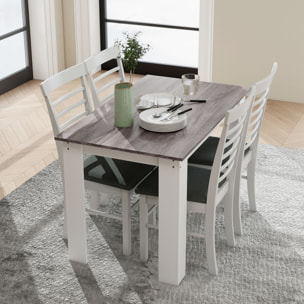 Table à manger grand plateau 4-6 personnes - dim. 120L x 69l x 75H cm - aspect bois gris blanc