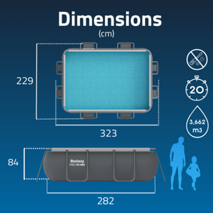 Bestway Piscine hors sol - Rectangulaire - Steel Pro Max - 282 x 196 x 84 cm