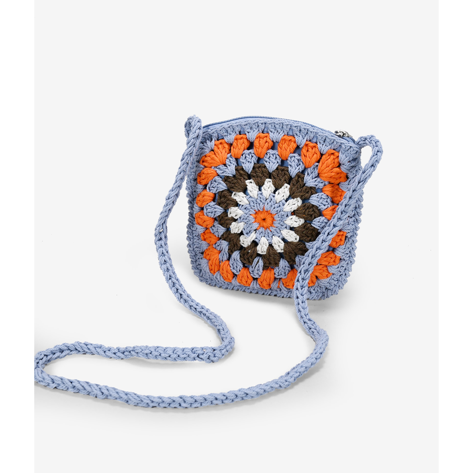 Bolso crochet pequeño azul y multicolor