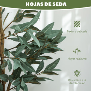 Laurel Artificial 150 cm Planta Artificial con Maceta y Hojas Planta Artificial Decorativa para Interior Verde