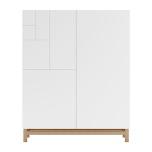 Zapatero melamina Volda roble claro puertas blanco patas roble 112x90x27cm
