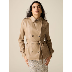 Oltre - Gabardina corta cruzada - Beige