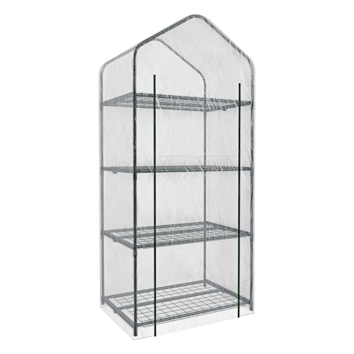 Serra A 4 Ripiani Da Giardino Per Orto Telaio In Acciaio Verniciato Telo In PVC Trasparente Porta Avvolgibile Apertura A Cerniera 69x49x160 Cm