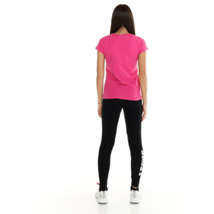 T-shirt Leone donna con maniche corte e logo grande Basic