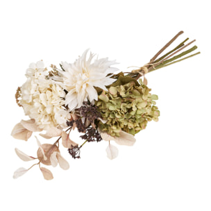Bouquet Hydrangea artificiale mix toni naturali bianco e verde