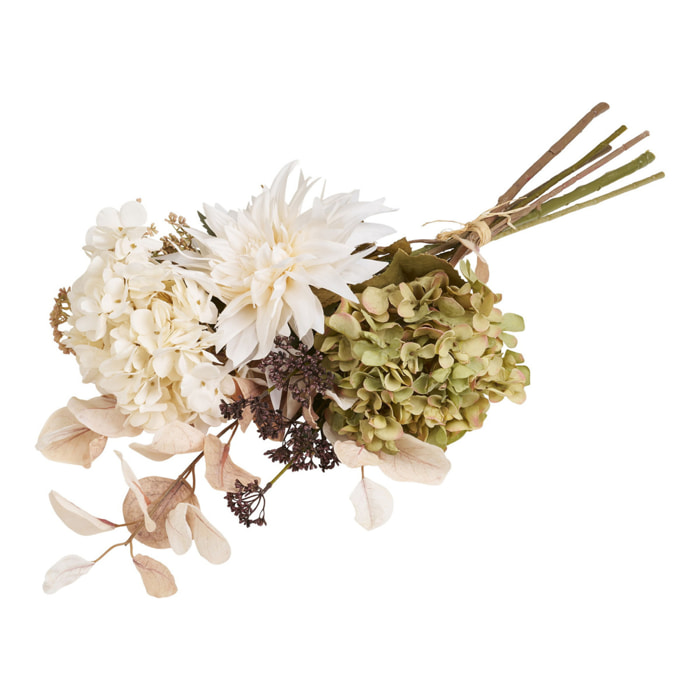 Bouquet Hydrangea artificiale mix toni naturali bianco e verde