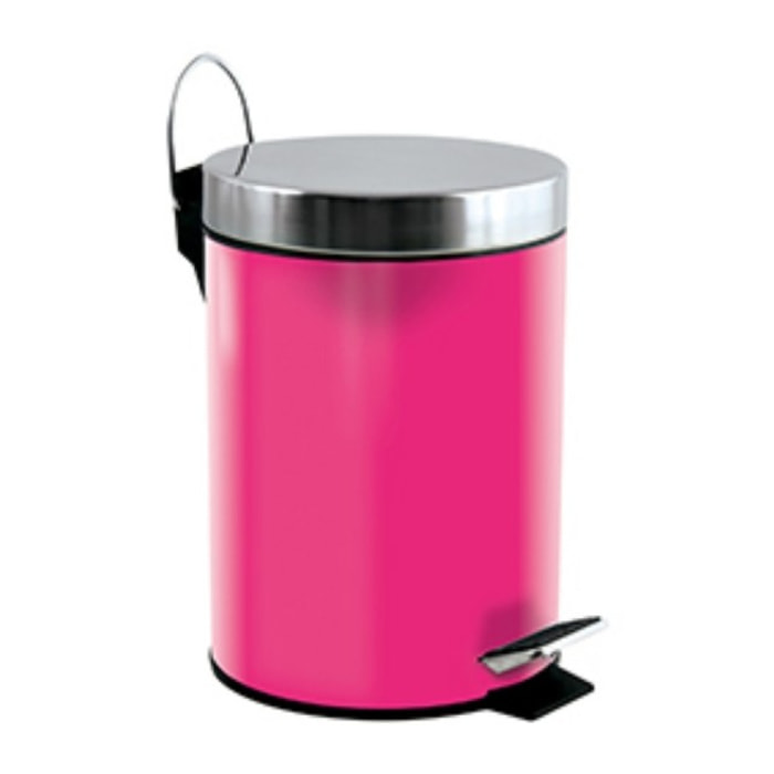 Poubelle à pédale Inox 3L Rose Fuschia MSV