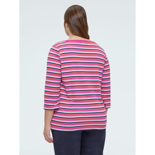 Fiorella Rubino - T-shirt in jersey a righe multicolor - Fucsia