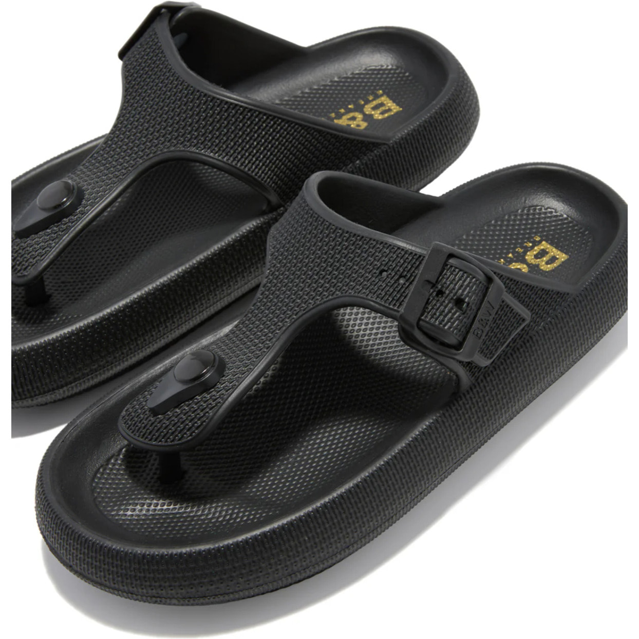 Sandalias de Dedo Cierre Hebilla en Negro