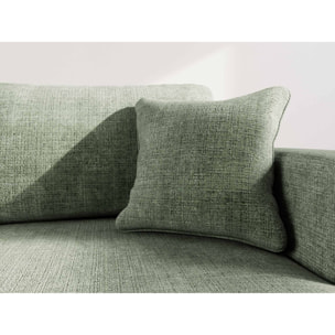 Miro - Canapé d'angle droit 4 places convertible avec coffre en velours texturé - Vert sauge