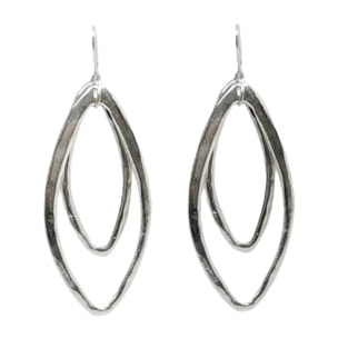 Pediente doble rombo gancho plata