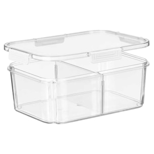 Fiambrera hermética transparente con lámina divisoria removible. 3300ml de capacidad.