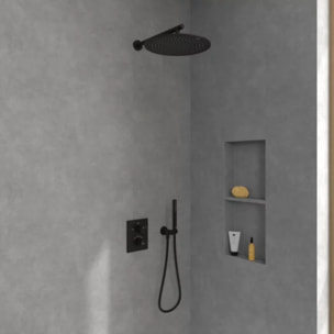 Mitigeur thermostatique encastré 2 voies Universal rectangle Noir mat