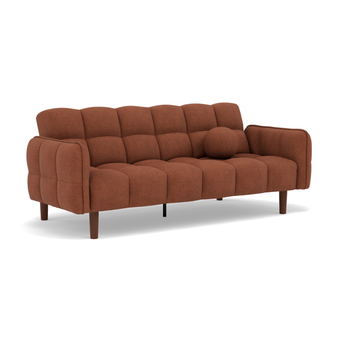 Adam - Canapé convertible clic-clac 2 places bubble en tissu texturé - Terracotta