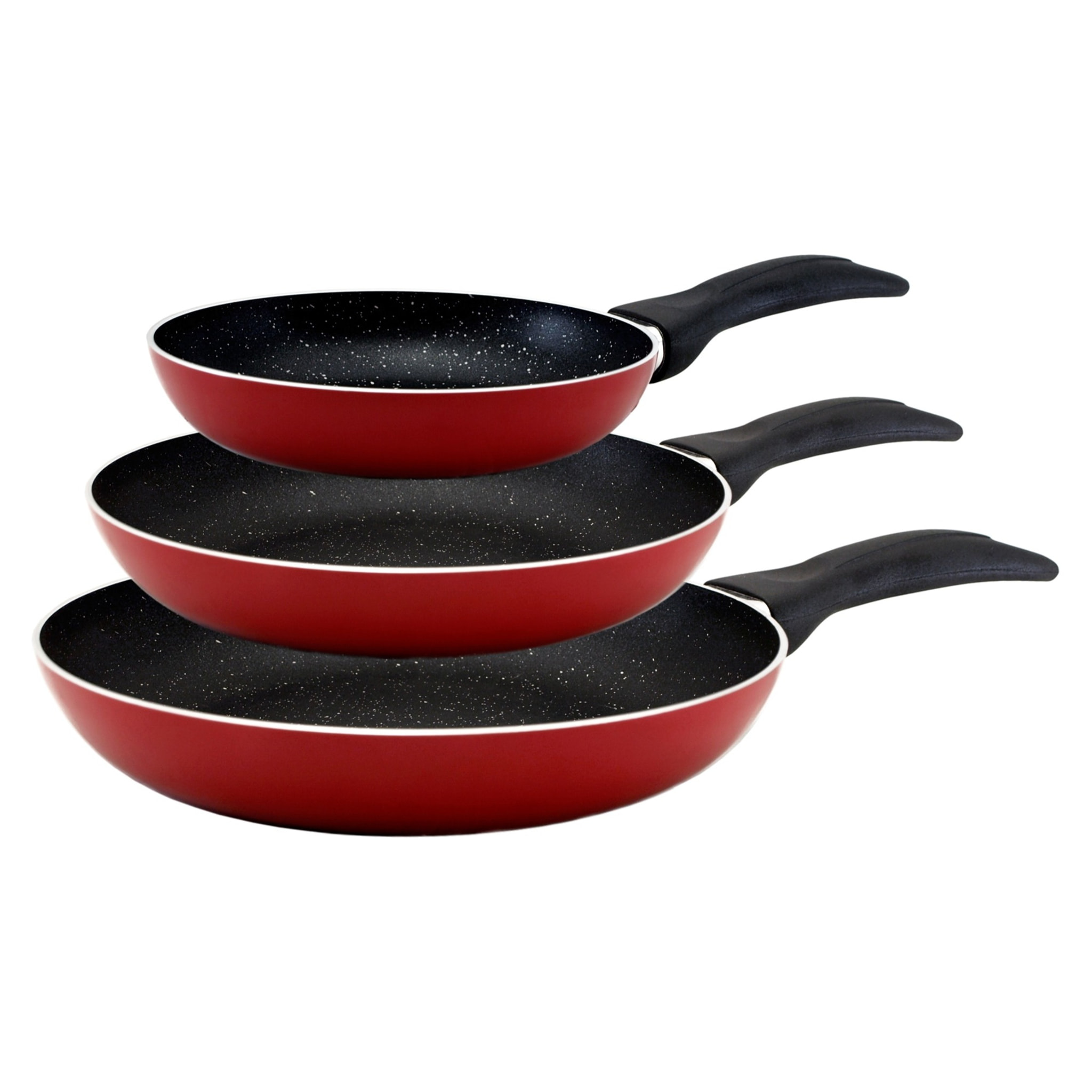 Set de 3 sartenes San Ignacio : Ø 16, 20 y 24 cm. Rojo y negro