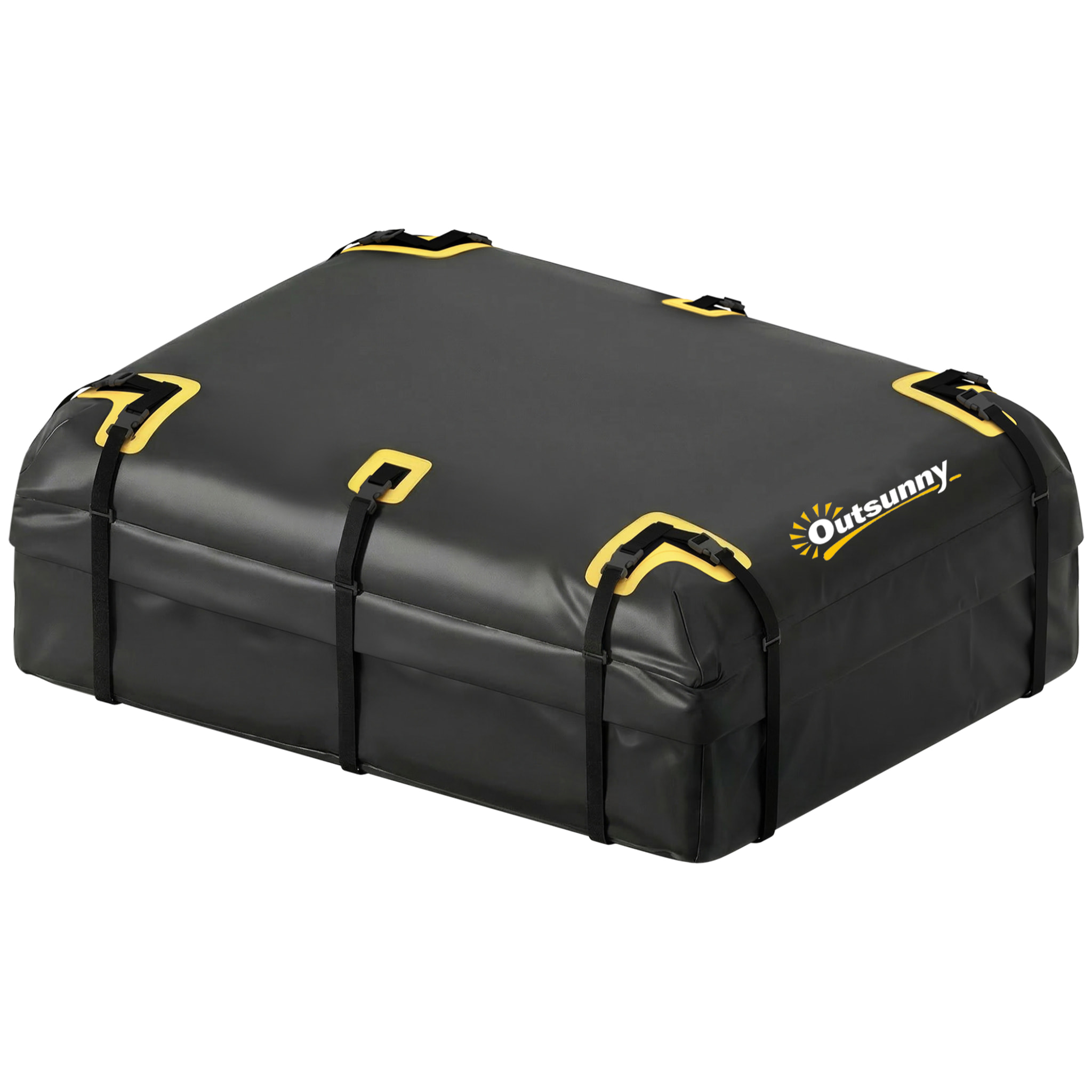 Coffre de toit souple pliant 595L avec accessoires charge max. 50 Kg jaune noir