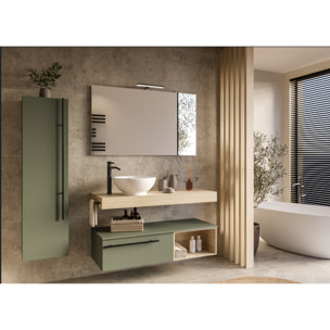 MOBILE DA BAGNO RIFLESSO 120 ROVERE NATURALE E VERDE SALVIA - 9 PEZZI