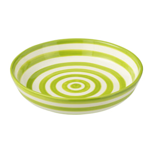 J-Line plat Granada Stripes Low - céramique - blanc/vert - large - Ø 25 cm