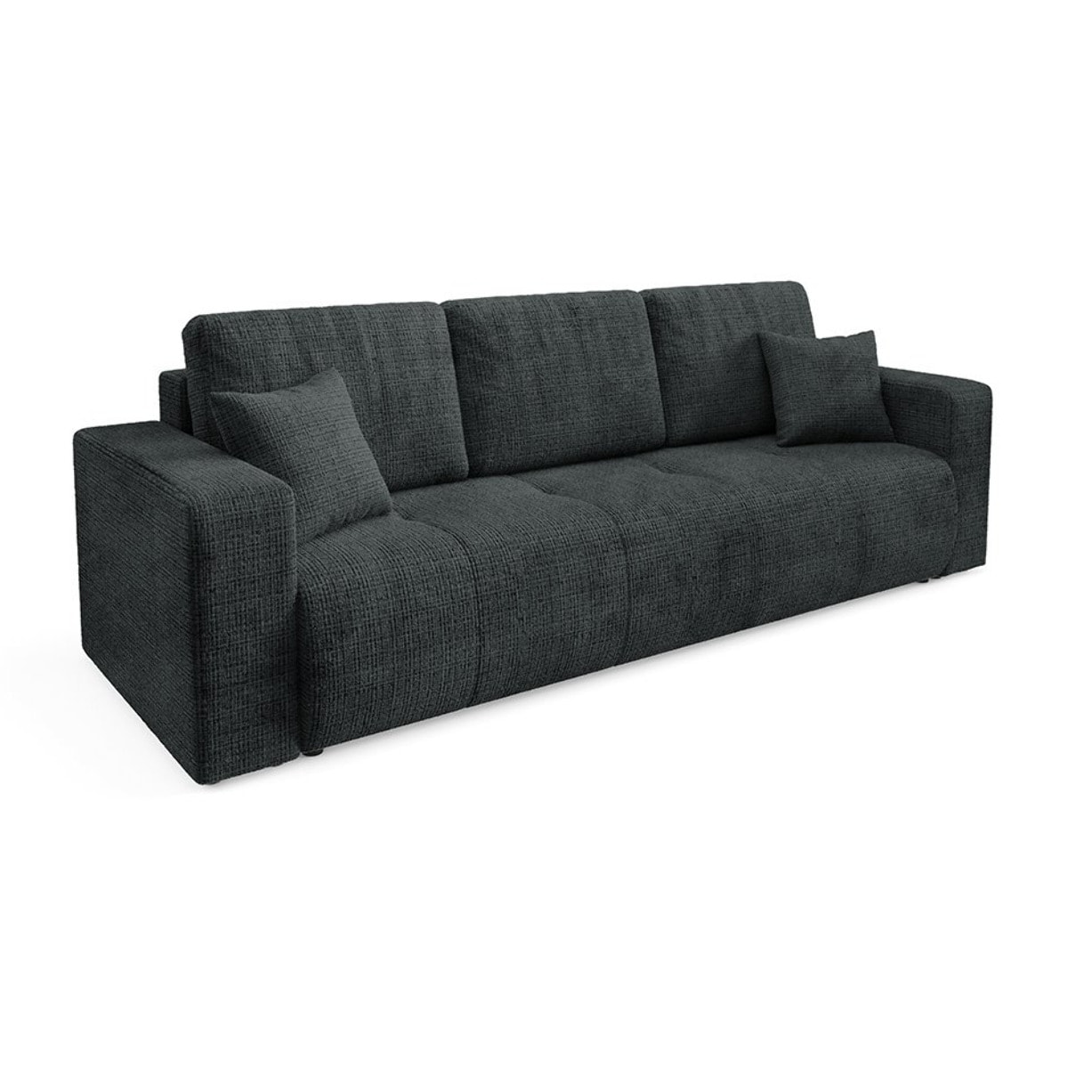 AURORE - Canapé 3 places en tissu texturé gris foncé