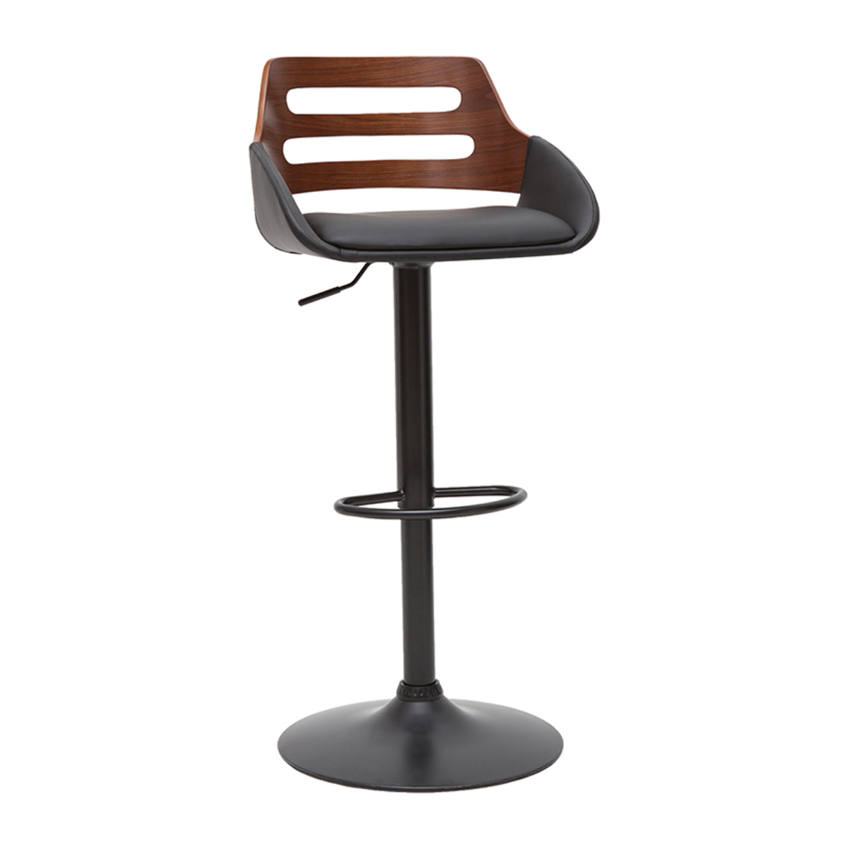 Tabouret de bar relevable design noir et noyer PERNIK