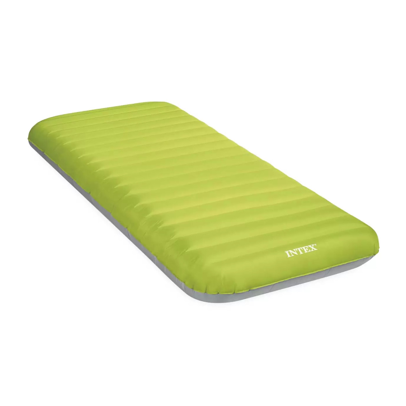 Intex 64097NP - Materasso Gonfiabile Camping Singolo in TPU, Verde, con Pompa Elettrica Portatile, 76x191x17 cm